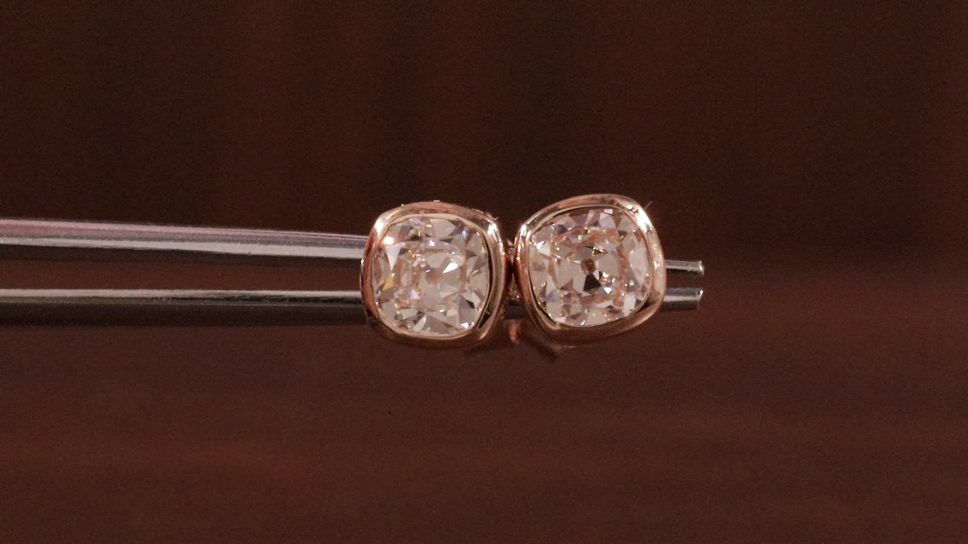 Lab Grown Diamond Earrings, Old European Cushion Cut Diamond Earrings, Stud Earrings for Women
