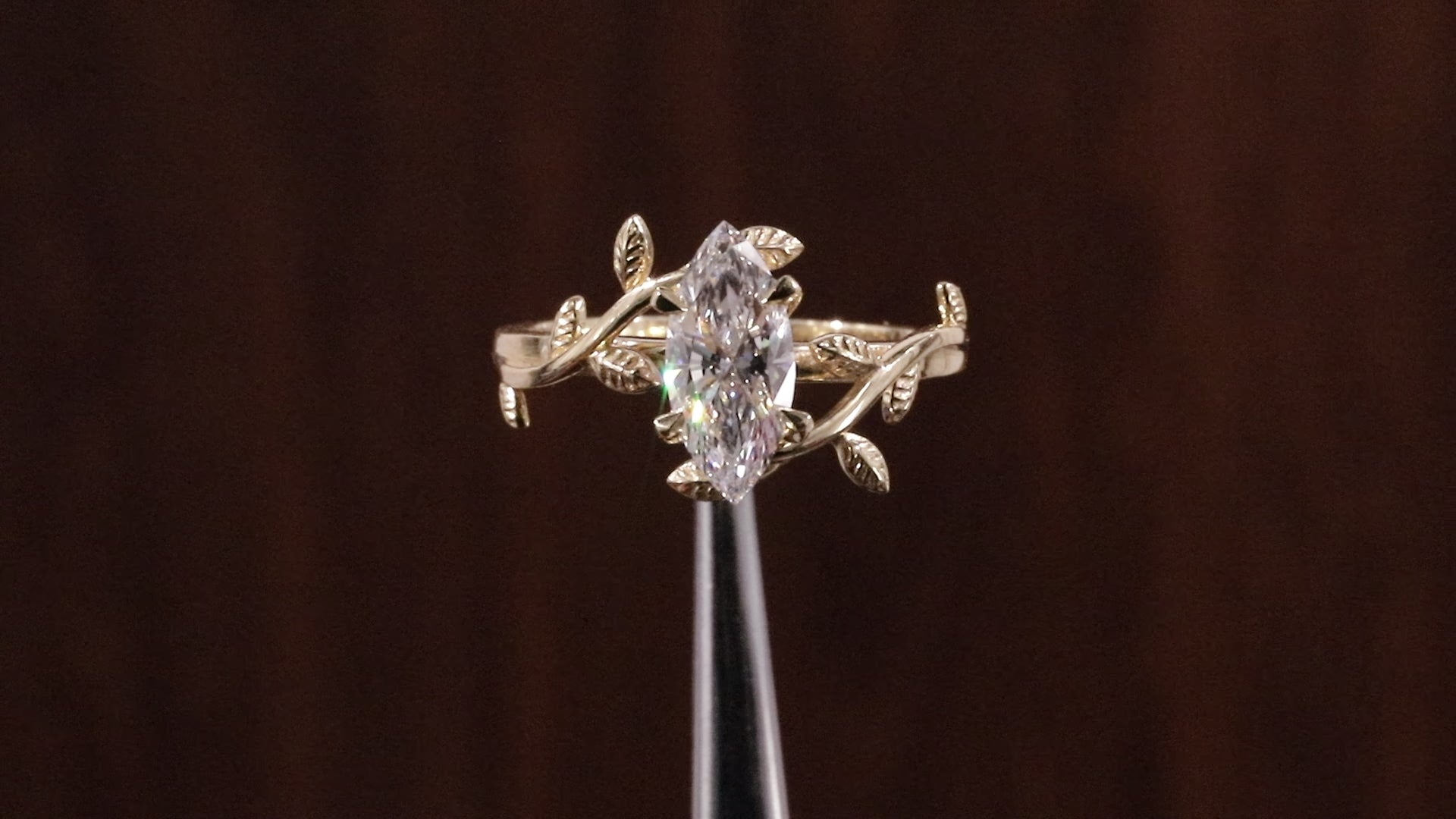 1 CT Marquise Nature Inspired Engagement Ring in Marquise Cut Lab Grown Diamond