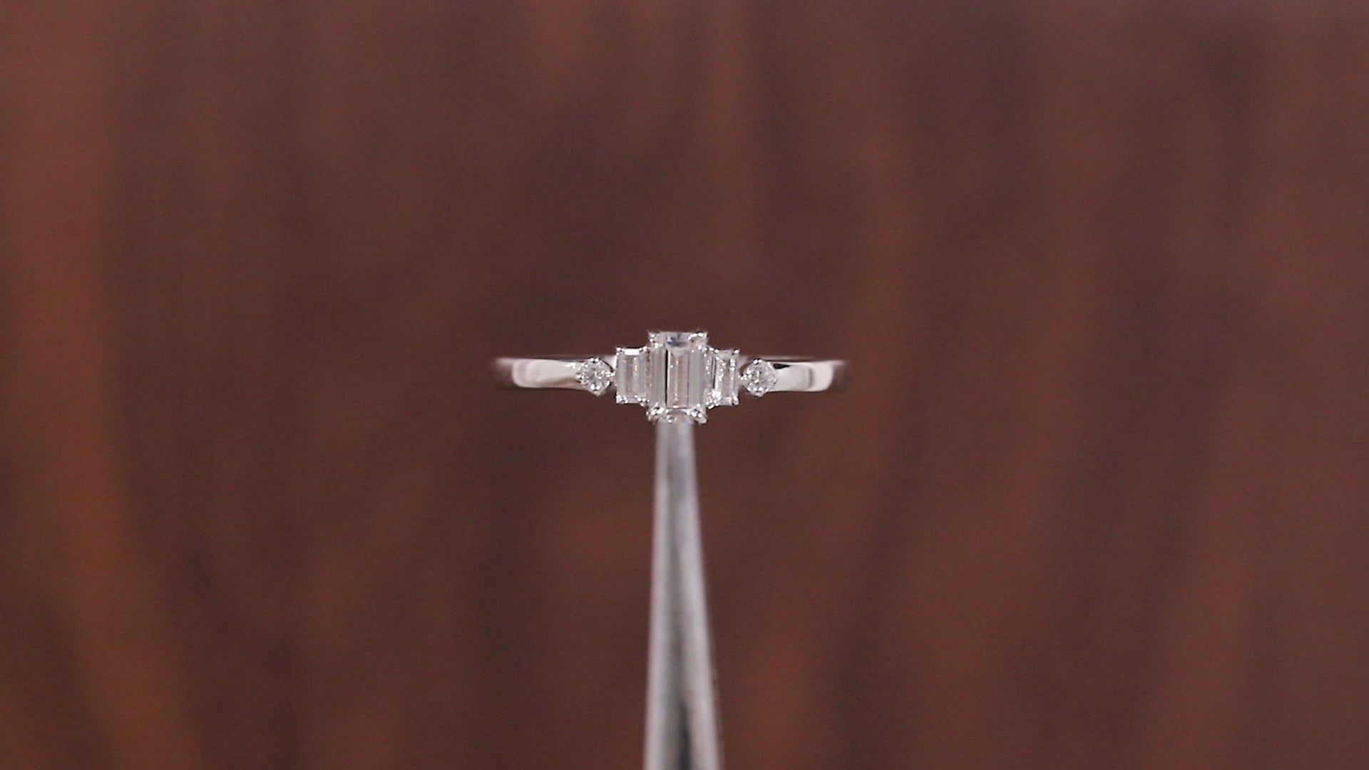 Five Stone Ring, Emerald Cut Moissanite baguette Ring