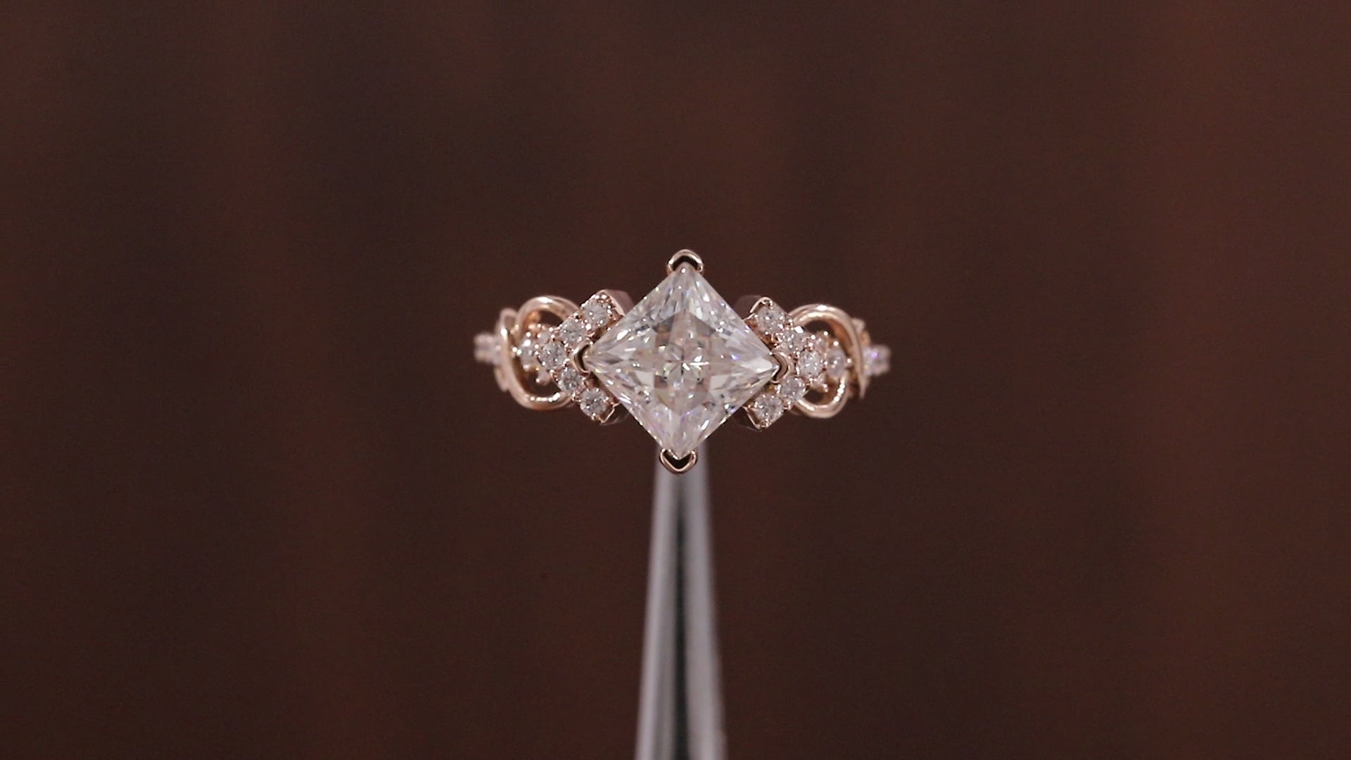 Kite Set Princess Cut Lab Diamond Twist Engagement Ring