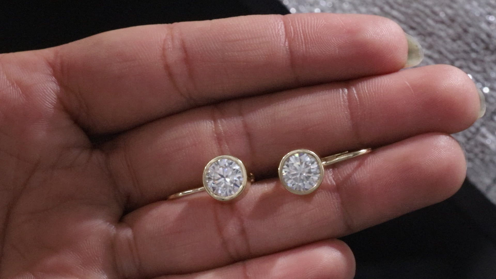 1.5CT Round Moissanite Bezel Set Dangling Earrings
