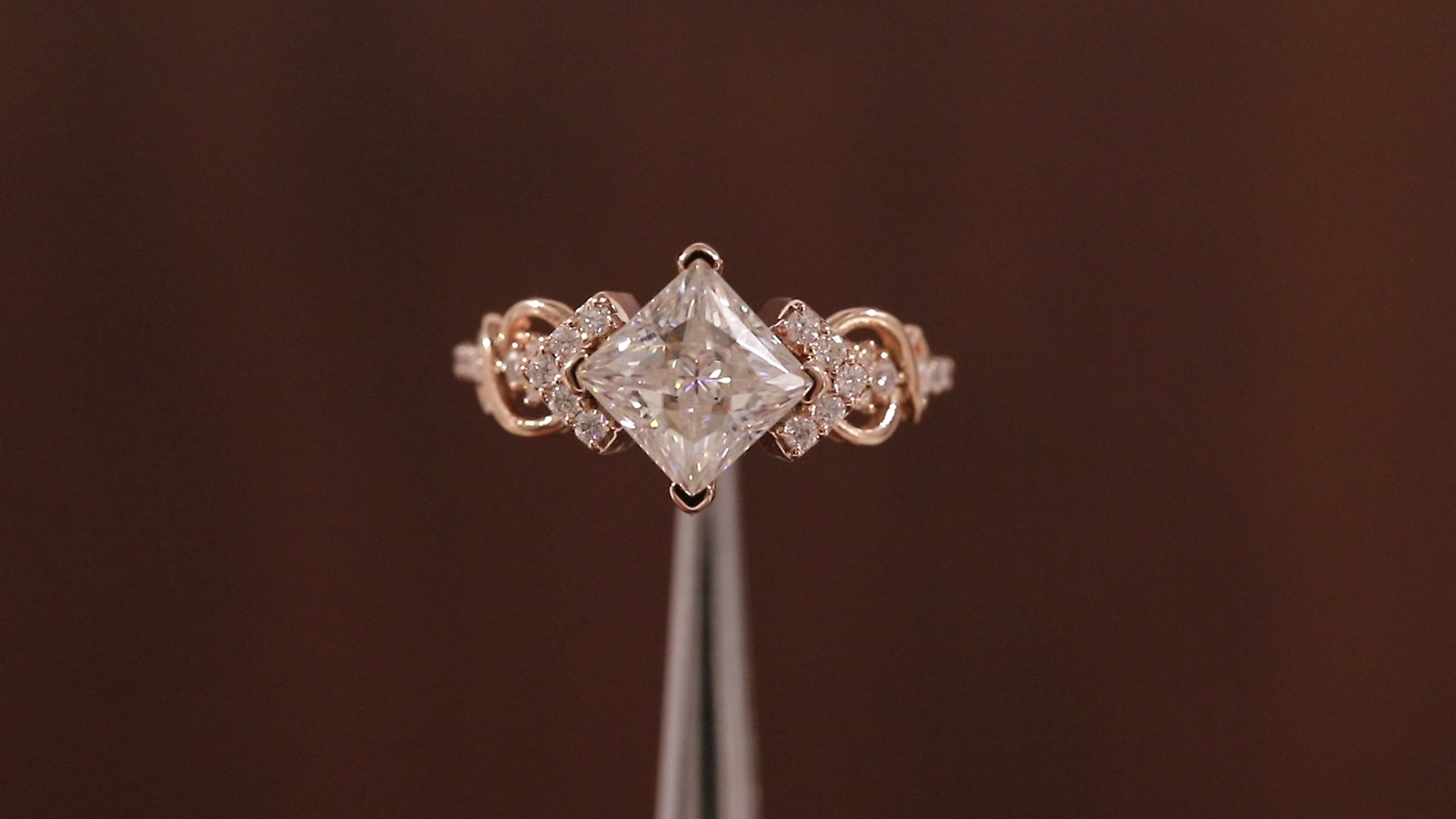 Kite Set Princess Cut Lab Diamond Twist Engagement Ring