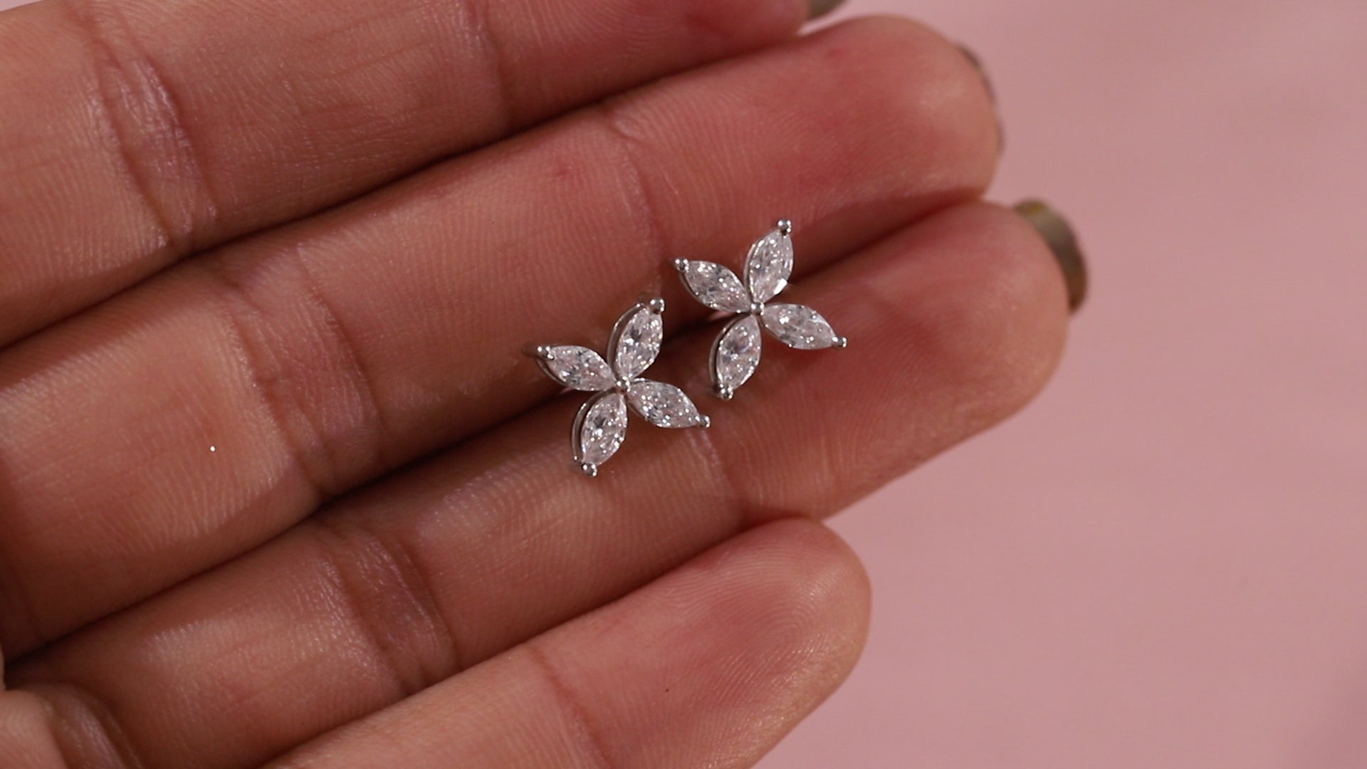 Marquise Stud Earrings /Minimalist Flower Earrings