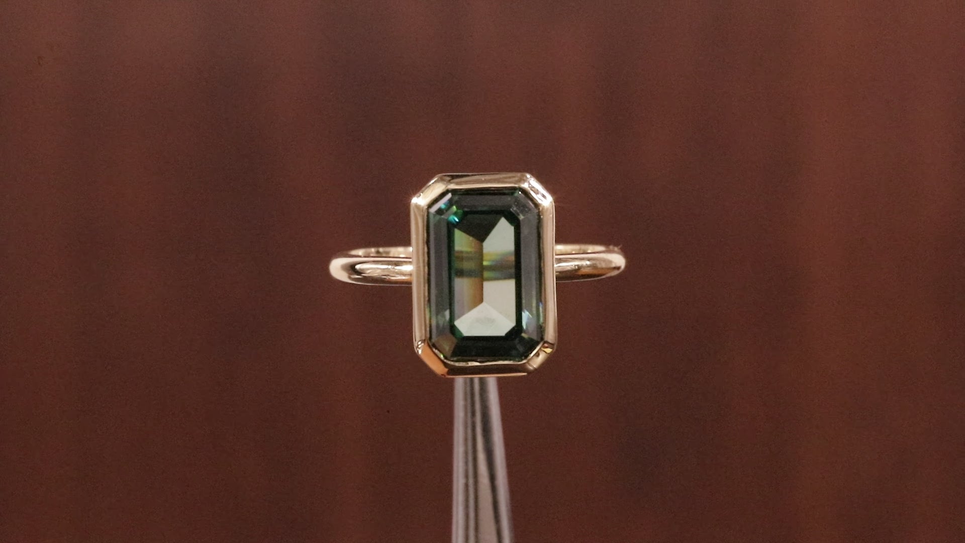 Amethyst Ring/ Genuine Green Amethyst Emerald Cut 4.85ct Engagement Ring