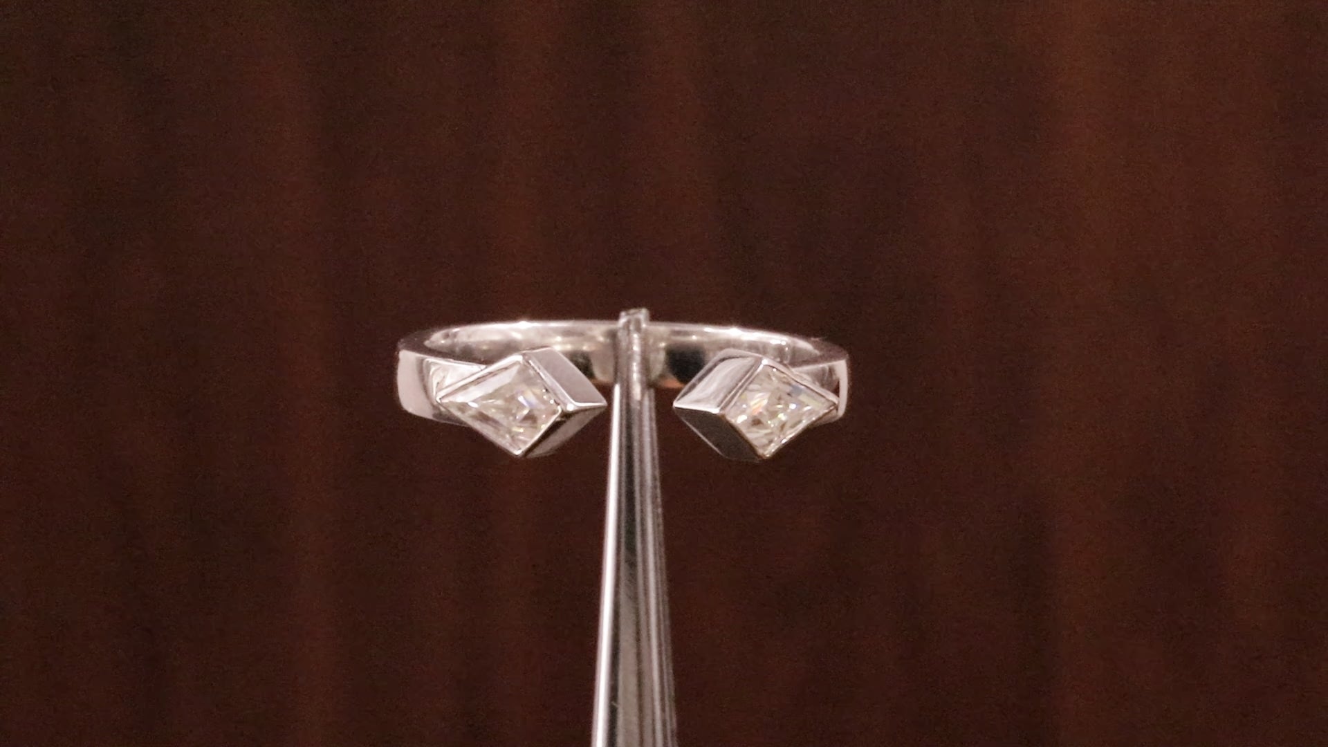 Vintage Kite cut Moissanite ring open wedding band White gold ring Kite cut ring