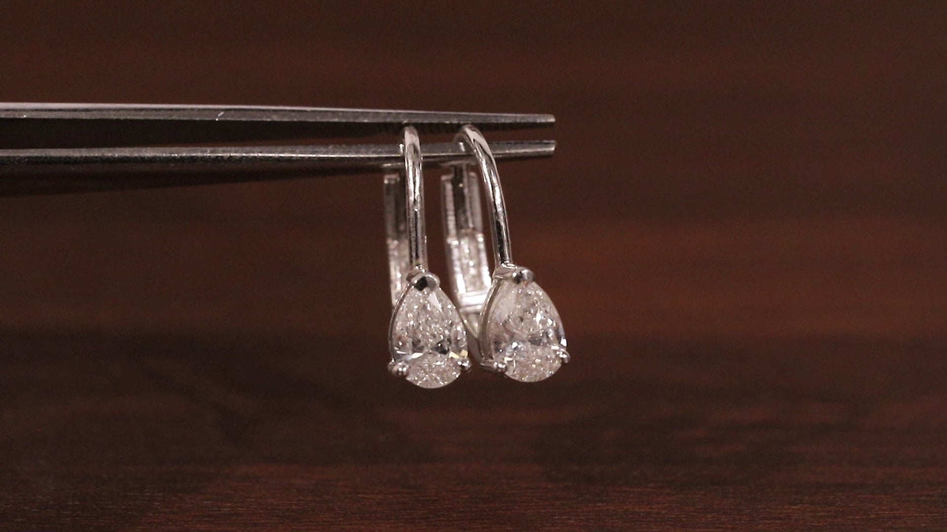Pear Cut Lab Grown Diamond Drop Lever back Earrings Stud, Pear Lab Grown Earrings