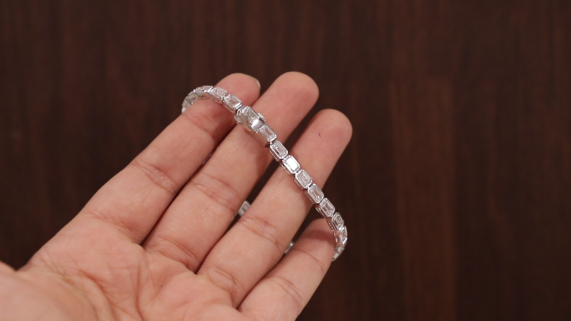 Emerald Diamond Bracelet, Emerald Lab Grown Diamond Bezel Set