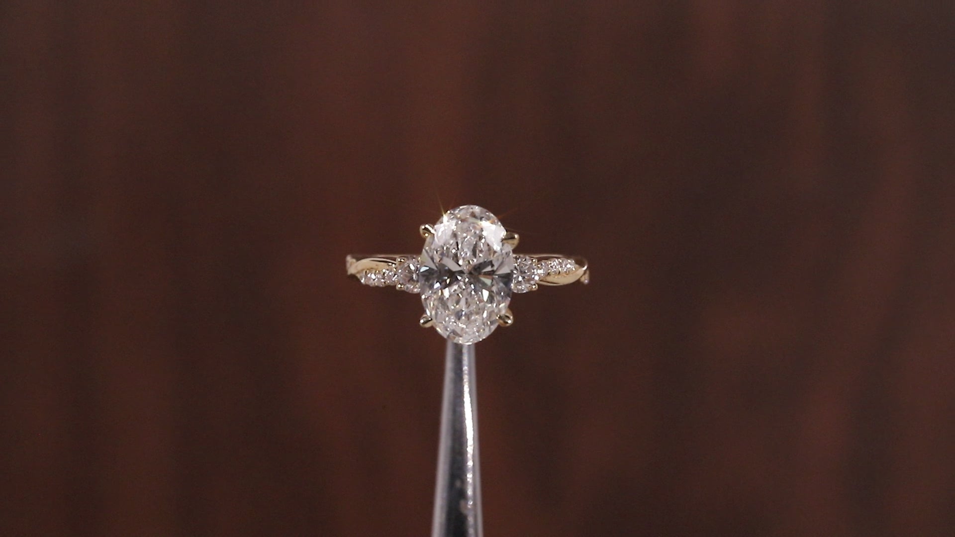 Twisted Oval Lab Grown Ring, Oval CVD Diamond Engagement Ring, Twisted Engagement Ring, Promise Ring