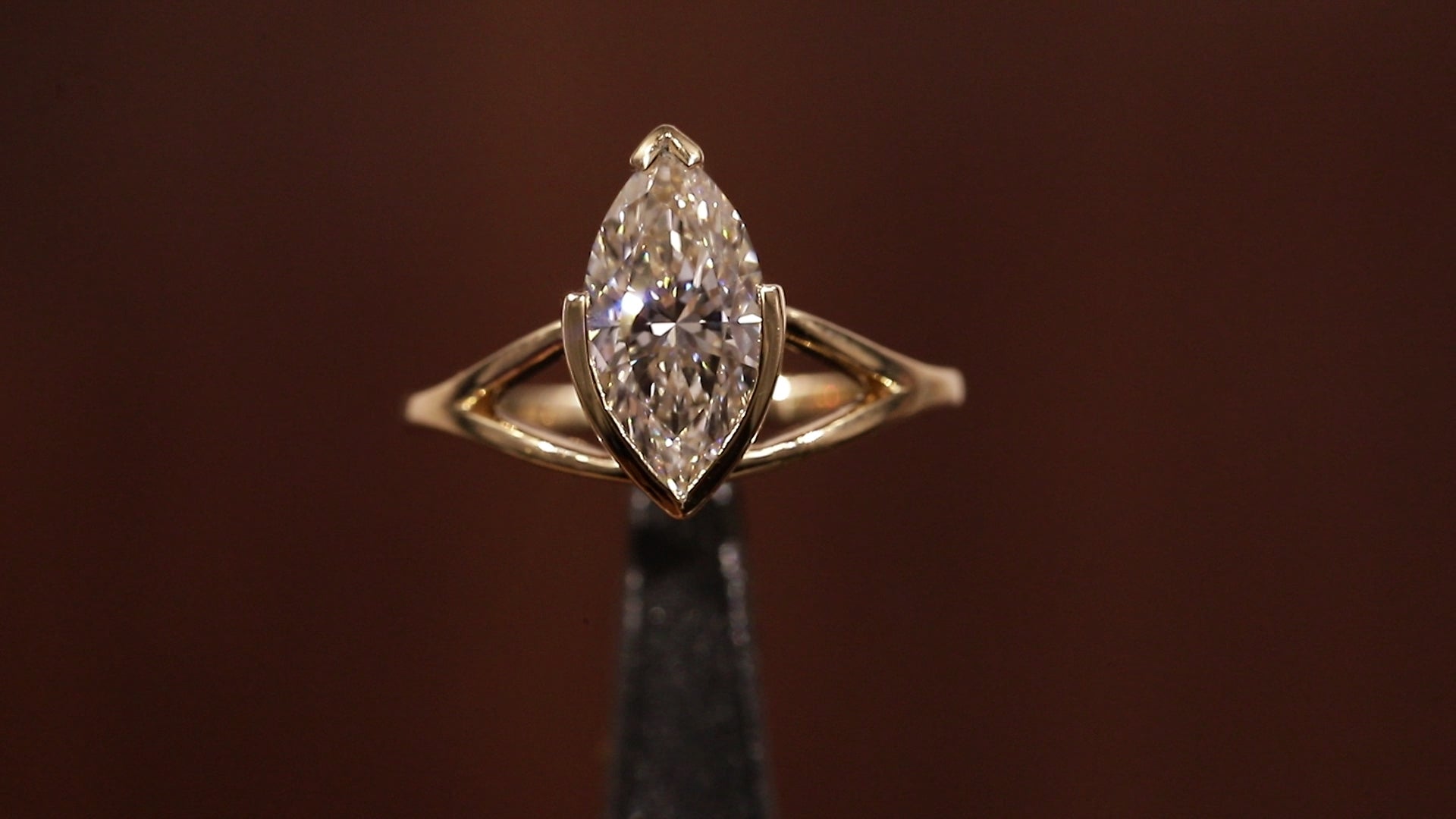 2CT Marquise Cut Lab Created Engagement Ring,Solitaire Half Bezel Set Ring, IGI Certified