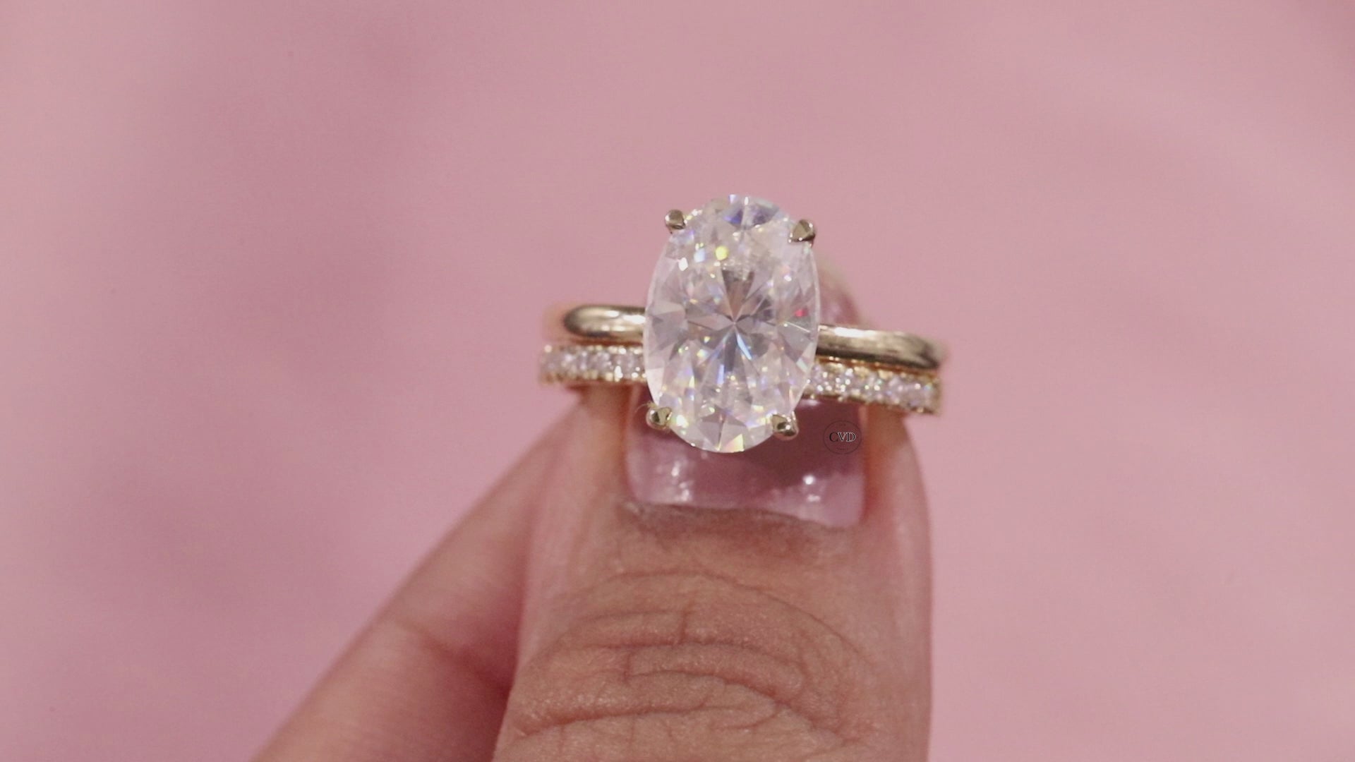 Oval Lab Grown Engagement Ring Set, 1 CT Delicate Oval Solitaire Ring, tulip Setting