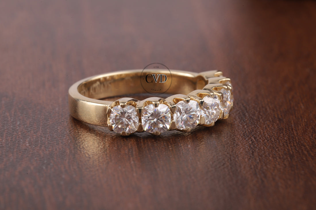 Seven Stone cushion Matching Wedding Band with Colorless Square Cushion Cut Moissanite dimond